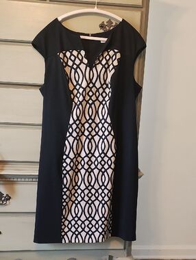 Dressbarn Black And Tan Color Sheath Dress
